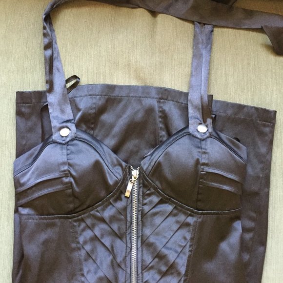 Entry Black Lace Up Corset Halter Dress Small - Picture 3 of 9